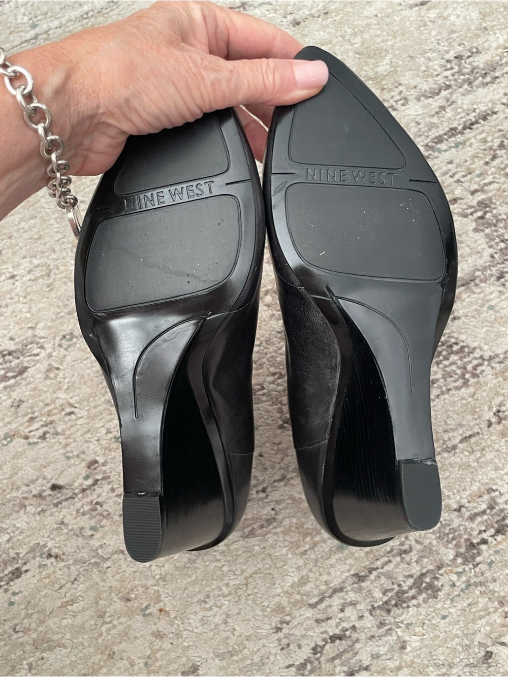 Nine West Black Leather Wedge Ankle Boots - Picture 5 of 9